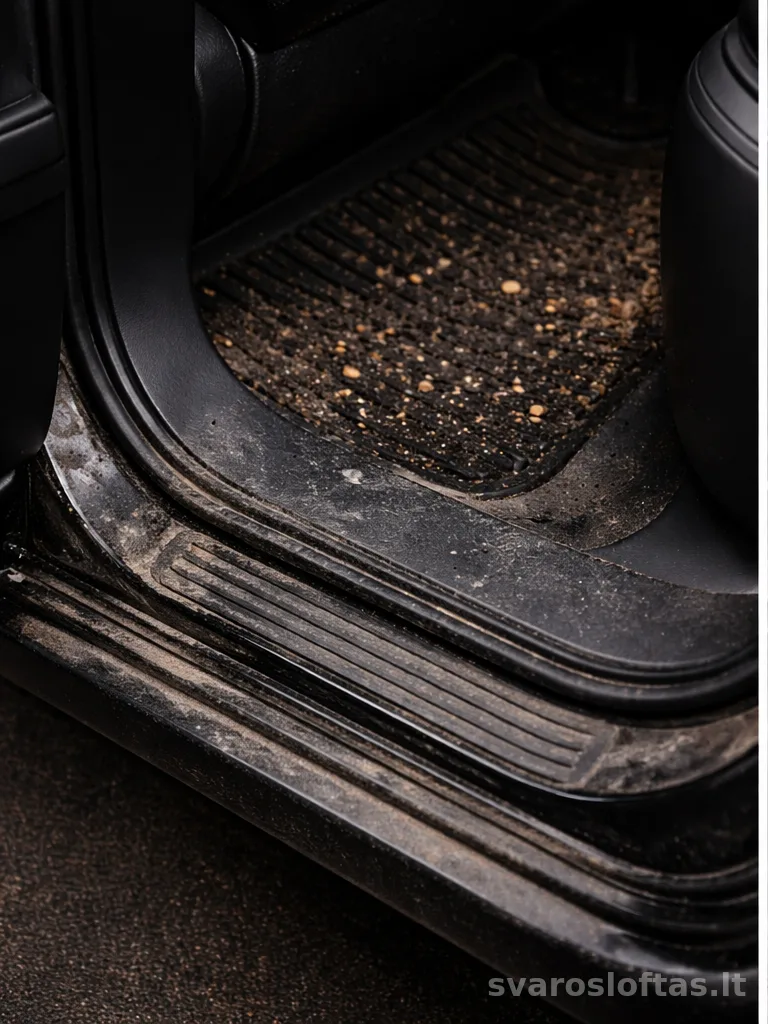 Door jamb and threshold cleaning – before service, Švaros Loftas Vilnius