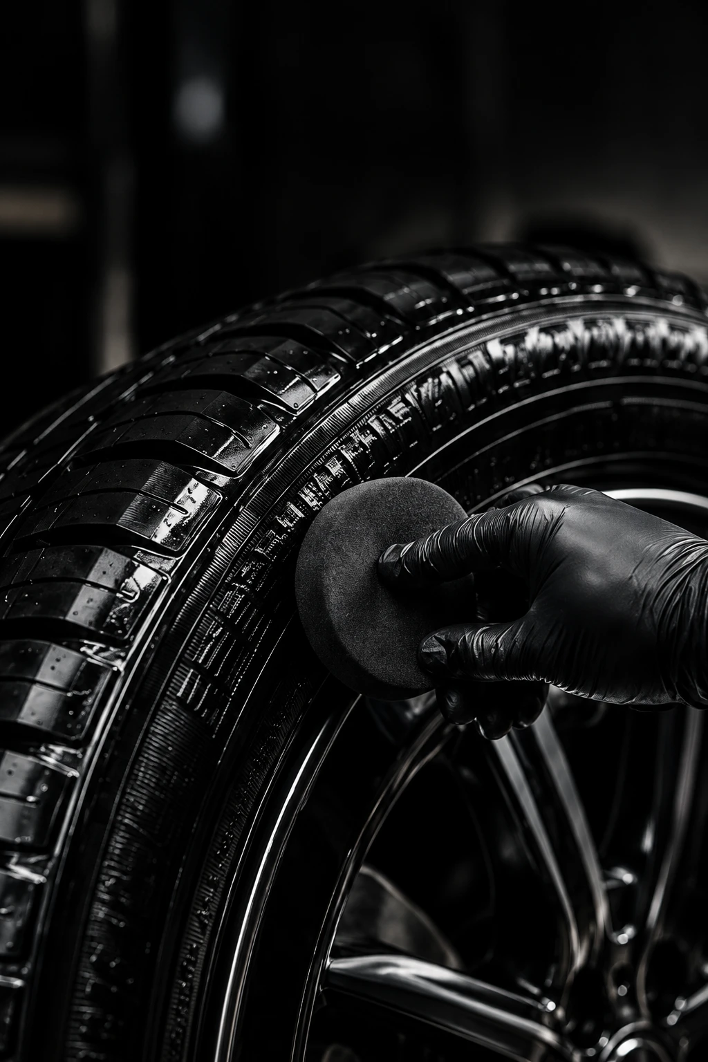 Švaros Loftas tyre dressing with an applicator